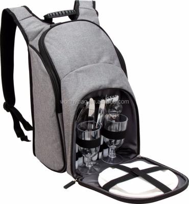 China Insulated picnic backpack with cooler compartment for 2 person for sale