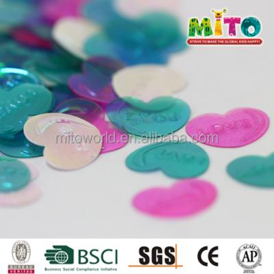 China Party Hotsale Cheap Metallic Color Heart Plastic Confetti for sale