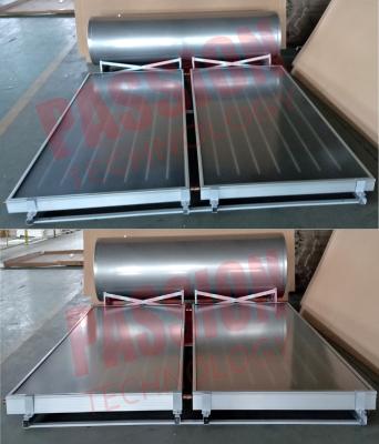 China 304 Stainless Steel Pressurized Solar Water Heater With Blue Flat Solar Collector for sale