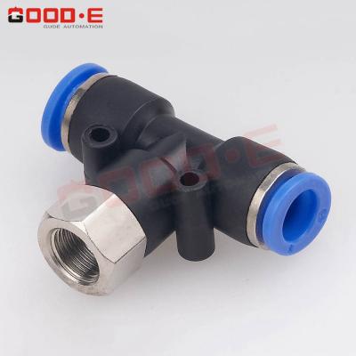 China Easy To Connect PBF Good Prices Three Way Push In Pneumatic Flange Pneumatic Plastic Connector Fittings for sale