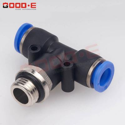 China Easy To Connect PB-G Plastic Flange Air Push Connect Tube One Type Pneumatic Contact Fittings Tee Fitting for sale