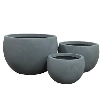 China Minimalist Round Concrete Garden Flowerpot Flower Planter With Smooth Finishing for sale