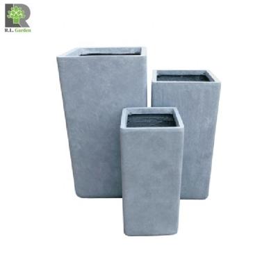 China Square Shape Stone Planter Outdoor Flower Pot Modern Soft Round Corner Handmade Planter Sets for sale