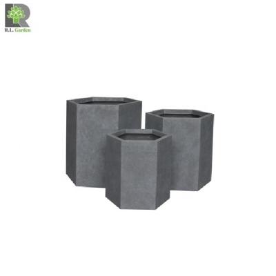 China Modern Square Shape Planter Smooth Outdoor Flower Pot Handmade Hexagonal Planters Sets for sale