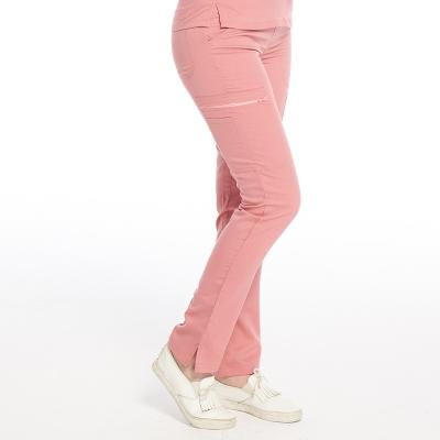 China Pink Stretch/Slim Film/Multi Pocket Ladies Wear Casual Cargo Pants Hospital Beauty Salon Women Work Jogger Scrub Pants Stretch Slim Fit for sale