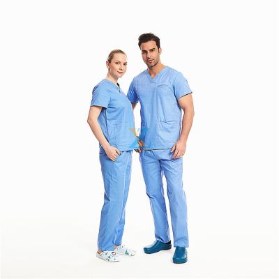 China Breathable/Comfortable/Absorb Sweat/Fashion/Non Disposable Hospital Uniforms Design My Own Logo Women Jogger V-Neck Tops Medical Care Scrubs Overall 100% Cotton for sale