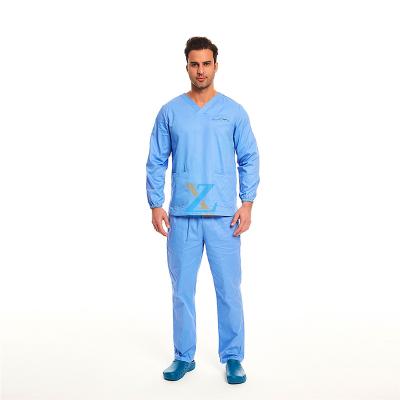 China Wholesale Men 100% Eco-friendly Cotton Bleach Anti Scrub Uniforms Men Scrub Suit Hospital Nursing Uniform for sale