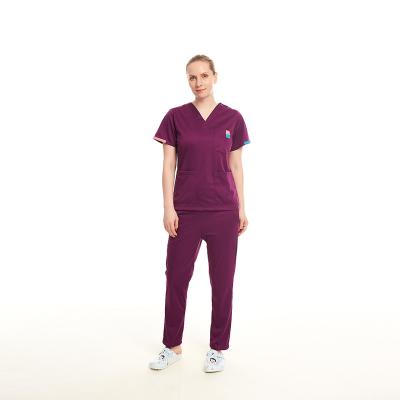 China Wholesale Anti-static Eco-friendly Women Navy Medical Scrubs Medical Suit Hospital Scrubs Short Sleeve Hospital Uniform for sale