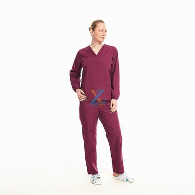 China 2021 100 Pure Cotton Women Sweat-absorbent / Breathable Bulk Medical Staff Workwear Hospital Nursing Scrub Uniforms Sets Wholesale for sale