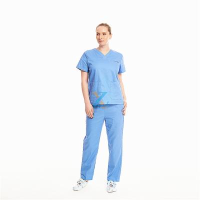 China Retail Wrinkle Resistant Nurse Work Suit 100% Cotton Female Jogger Sets Tops Pants Medical Clinic Hospital Scrubs Uniforms for sale