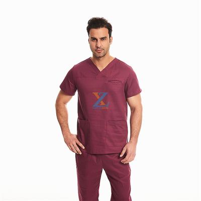 China Breathable/Sweat-absorbent 2021 Hospital Staff Suit Male 100% Cotton Scrubber Sets Men Doctor Medical Scrubs Uniforms Wholesale for sale