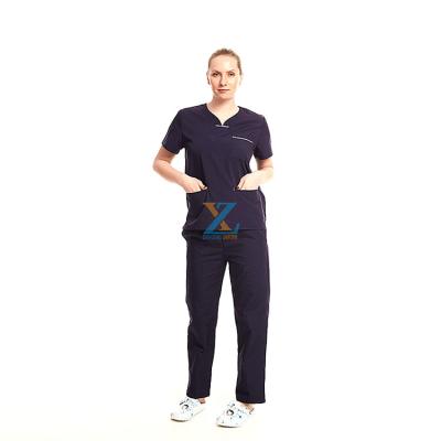 China Breathable/Comfortable/Absorb Sweat/Shape Loose Medical Ladies Uniforms Sets Heart Collar Women Nurse Scrubs Hospital Beauty Salon Spa Work Wear Suit for sale