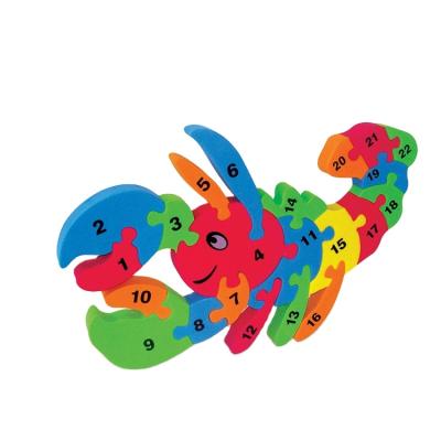 China DIY TOY Alphabet Jigsaw Puzzle Building Blocks Alphabet Animal Puzzle for Kids Crab Elephant Vehicle Snail Giraffe for sale