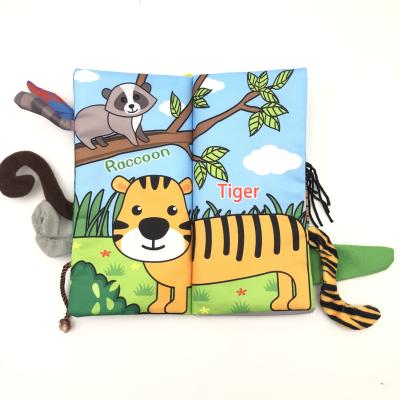 China Customizable Early Development Interactive Toys Cloth 3 Themes Animals Tail 3D Touch and Feel Fold Cloth Books for Babies for sale