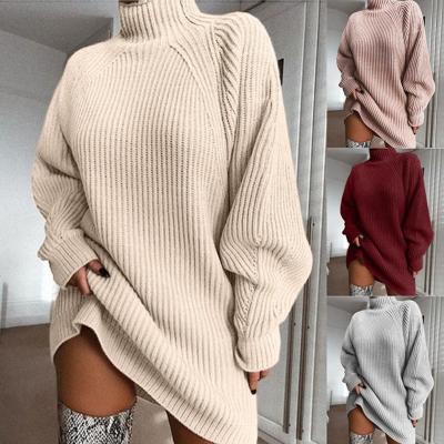 China 2022 QUICK-DRY autumn and winter European and American new version sweater solid color sweater collar high temperament loose half swap for sale