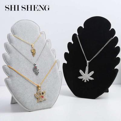 China SHI SHENG Eco-Friendly Pendant Chain Necklace Tree Holder Jewelry Show Organizer Black Stand Velvet Easel Rack for sale