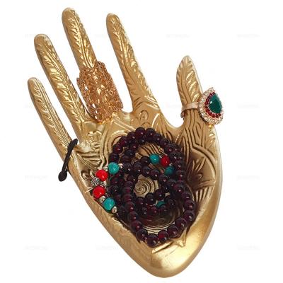 China SHI SHENG Gold Plated Ceramic Embossed Eco-Friendly Ring Holder Jewelry Dish Tray Resin Hand Necklace Jewelry Bracelet for sale