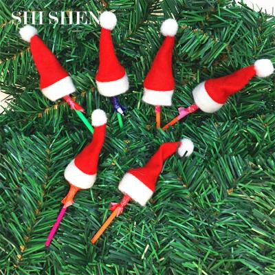 China SHI SHENG Wholesale White Red Mini Lollipop Santa Hats Christamas Home Decor Nonwoven Fabric for Christmas Decorations for sale