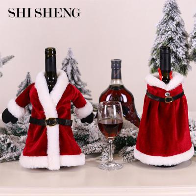 China SHI SHENG New Style Creative Christmas Home Decoration Christamas Skirt Dress Wine Bottle Covers Bag For Christmas Home Decoration for sale