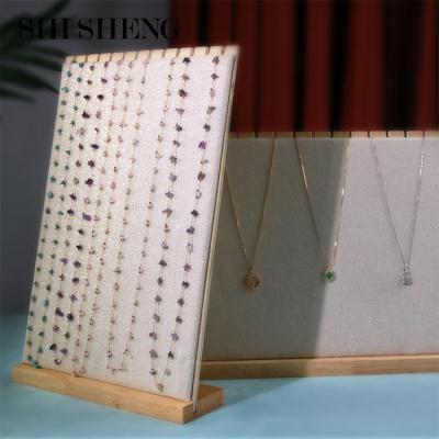 China SHI SHENG New Arrive Linen Eco-friendly L Shape Necklace Bracelet Display Stand Pendant Holder For Window Display for sale