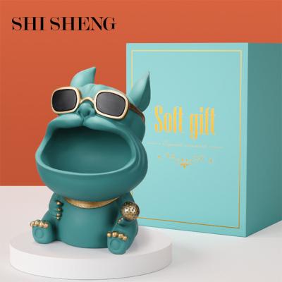 China SHI SHENG Creative Entrance Porch Dressing Table Cafe Dog Resin Eco-friendly Storage Main Box For Home Decoration for sale