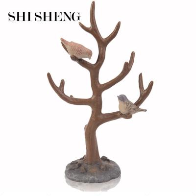 China SHI SHENG Wholesale Resin Bird Tree Luxury Necklace Bracelet Hanging Holder For Home Organizer Decoration Holder for sale