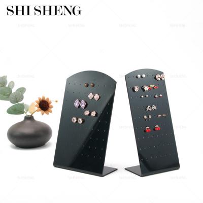 China SHI SHENG Hot Selling Small Black Eco-friendly Acrylic Ear Studs Earrings Display Stand Holder For Jewelry Store Props Display for sale