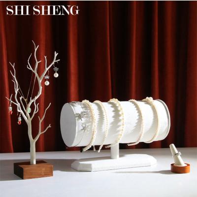 China SHI SHENG Morden Style White Linen Tree Shape Eco-friendly Hairband Ring Holder For Jewelry Store Window for sale