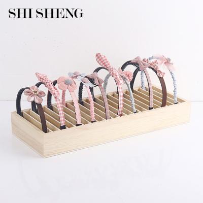 China SHI SHENG Diy Solid Wood Hair Ring Card Issuance Headwear Headband Luxury Holder Storage Box for Home for sale