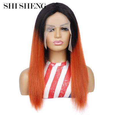 China SHI SHENG New Arrive Black Ombre Silky Straight Orange Middle Part Wave Lace Front Wigs For Color Women High Temperature Fiber for sale