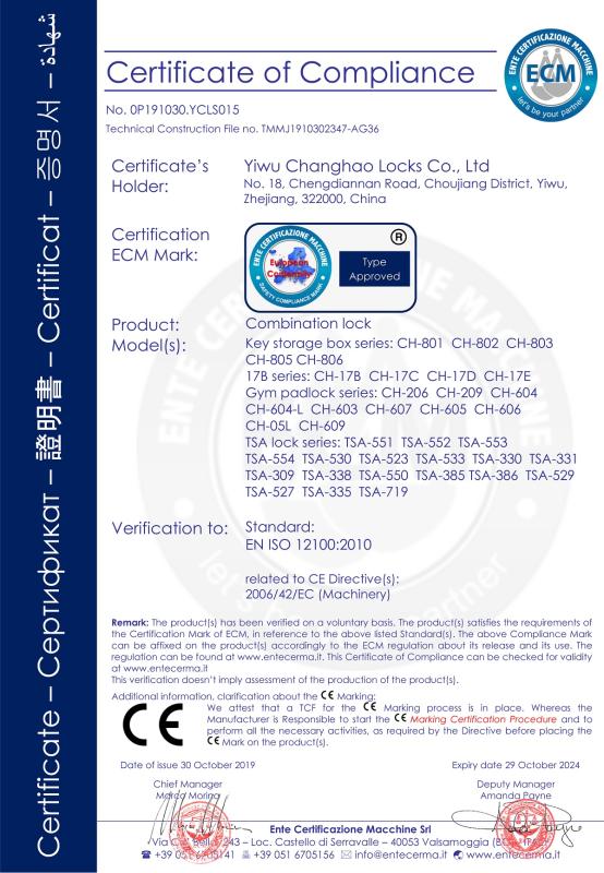 CE - Yiwu Changhao Locks Co. Ltd.