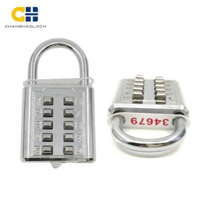 China Zinc Alloy Lock Factory Produce 10 Push Button Padlock for sale