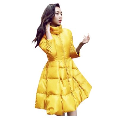 China wholesale warm overcoat skirt Anti-wrinkle pocket niche bread lapel custom personality padded bubble down coat for sale