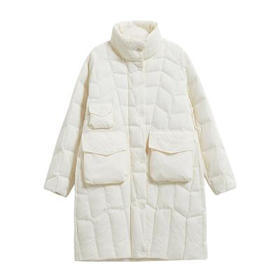 China OEM ODM Viable Women Long Down Parkas Winter 90% White Warm Snow Duck Down Coat Casual Solid Jacket Outwear for sale