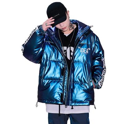 China Anti-wrinkle OEM Sample Custom Duck Down Winter Long Hoodie Shiny Stripper Plus Size Jackets Clothing For Men for sale