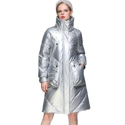 China OEM Winter Clothes Shiny Stripper Jacket Women Waterproof Warm Outdoor Waterproof Softshell Long Sleeve With Zipper for sale