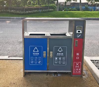 China Road viable three-color stainless steel garbage bin municipal outdoor garbage classification box factory direct trash can for sale