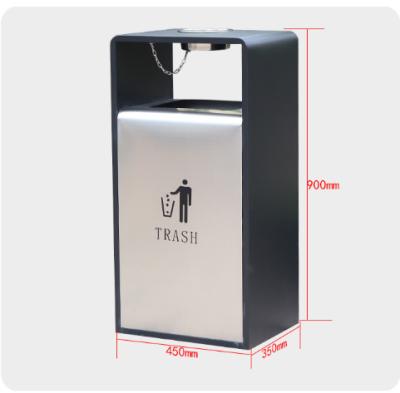 China Factory Price Viable Commercial Central Direct Outdoor Square Trash Can Bucket Stainless Steel Paint Single Trash Can Baking Stain for sale