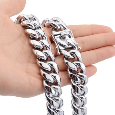 China Hiphop/Cuban Link Chain Mens Necklace Jewelry 8-24 Inch Silver 8mm -14mm Chunky Heavy Miami Rock for sale