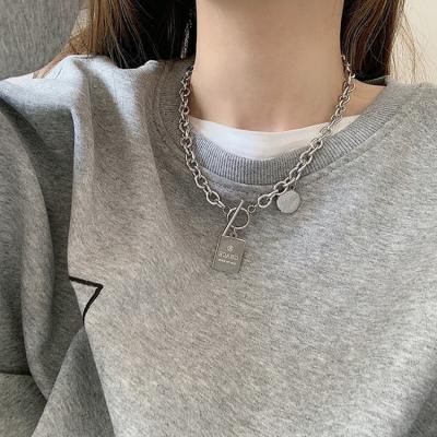 China Hiphop/Rock Personality CIA Network Celebrity Clavicle Chain Trend Stainless Steel Necklace for sale