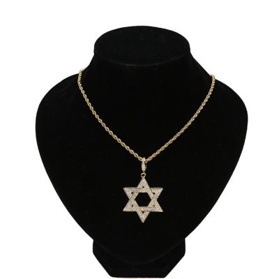 China Hiphop Hot Sale High Quality Star of David Necklace Six Star Hip Hop Stainless Steel Pendant Necklace for sale