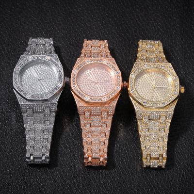 China Wholesale New Full Diamond Day/Date Men's Watch Hippie Fashion Hip Hop Fashion Dial Calendar Quartz Watch Big for sale