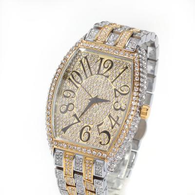 China Luxury full diamond hiphop day/date watch new men's fashion quartz watches wholesale for sale