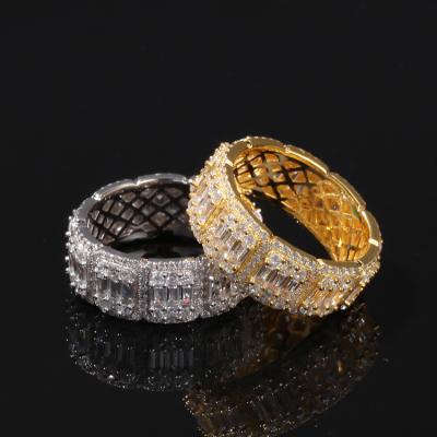 China Retro Hiphop Personality Zirconium Hip Hop Couple Rings Real Gold Plated Men's Wedding Ring for sale