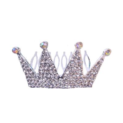 China Hot Selling Alloy +Rhinestone Little Princess Hair Clip Korea Full Diamond Alloy Hair Crown Tiara For Girls for sale