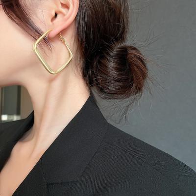 China 2021 fashionable European and American new fashion exaggerated earrings for women large metal matte gold earrings for sale