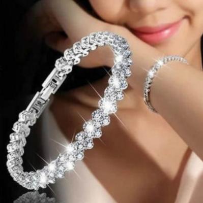 China New Design Roman Style Chain Bracelets Girls Fashion Zircon TRENDY Jewelry Crystal Bracelet for sale