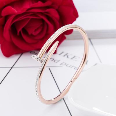 China Bangle Romantic Women Personality Titanium Steel Plated 18K Rose Gold Bracelet Bangle for sale