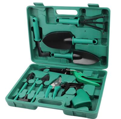 China Garden Set Ten Pieces Green Portable Flowers And Bonsai Gardening Tool Kits for sale