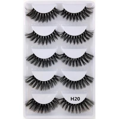 China Professional Seller H20 Free Sample Lashes Long Natural Eyelash 5 Pair Natural Soft Full Strip Eyelashes Wholesale for sale